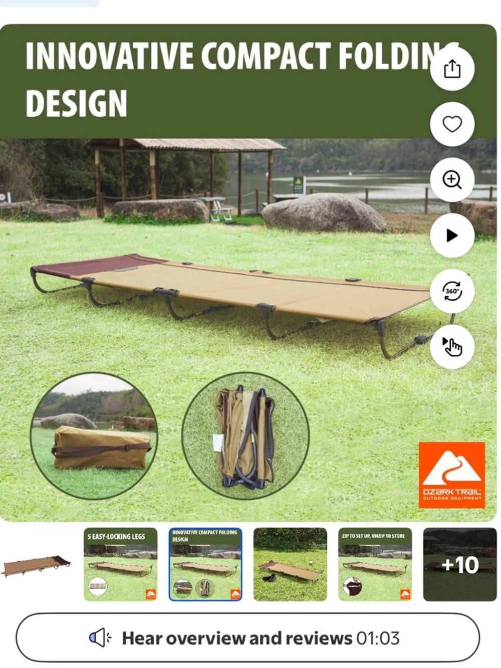 Ozark Trail Olive and Brown Outdoor Gear Panel with Embossed Logo